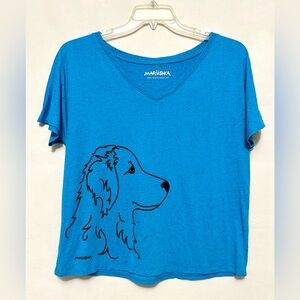 Blue Colli Dog Print T-Shirt Marushka Hand Printed 1971